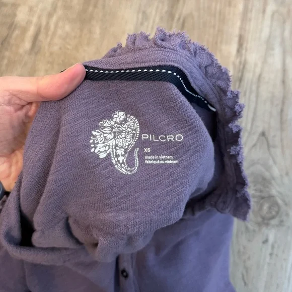 Anthropologie Pilcro Lilac Purple Ruffle Thermal Henley, size XS, EUC! - Picture 5 of 7